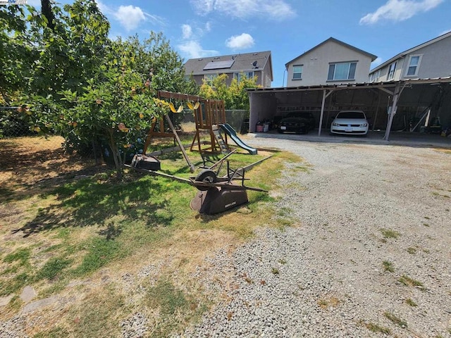 view of yard with a playground