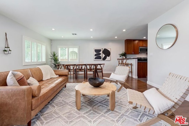 living room featuring light hardwood / wood-style flooring