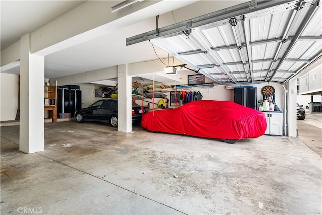 garage with a garage door opener