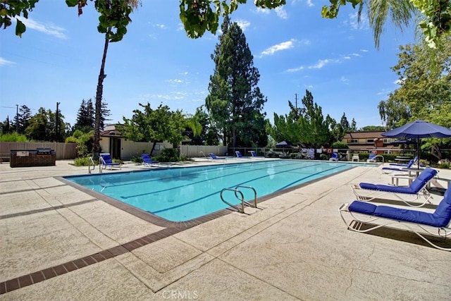 view of pool featuring a patio area