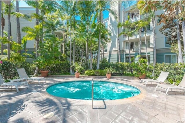 view of pool featuring a patio