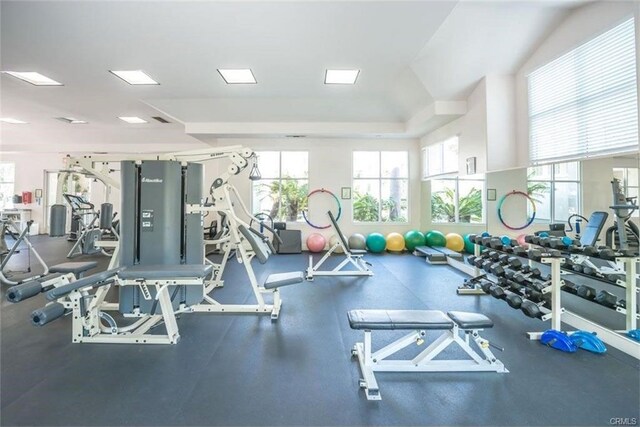 gym with a wealth of natural light