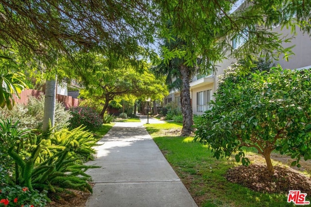 view of community featuring a lawn