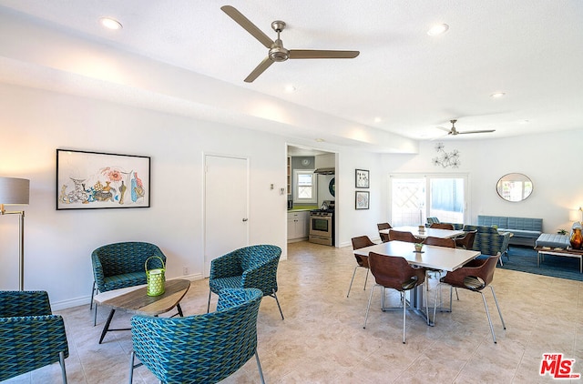 dining area featuring ceiling fan