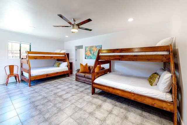 bedroom featuring ceiling fan