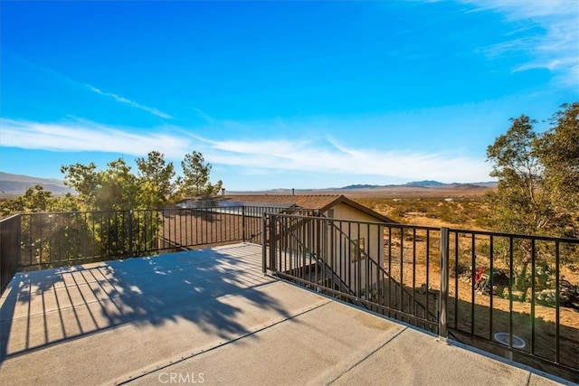 view of patio with a mountain view