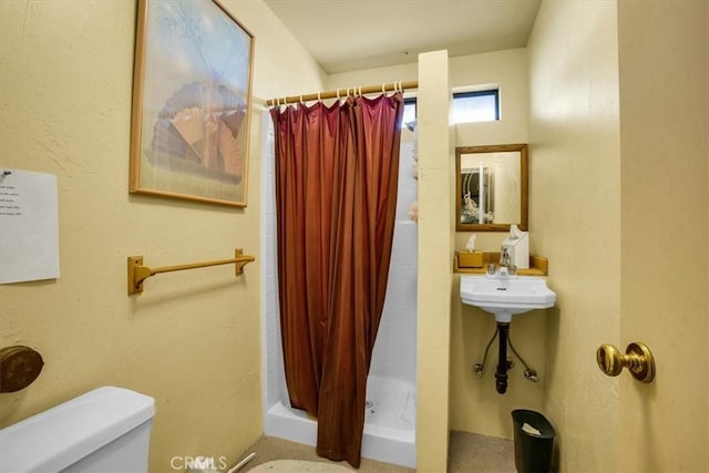 5975 Desert Star Rd Unit 1-2, Johnson Valley, CA 92285 - bathroom with toilet, a shower stall, and a sink