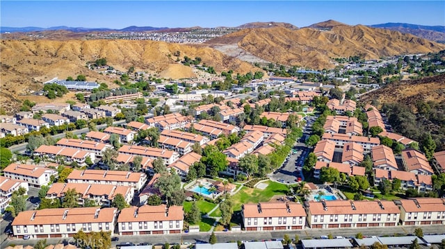 drone / aerial view with a mountain view