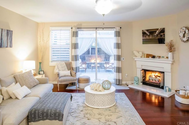 living area featuring hardwood / wood-style flooring