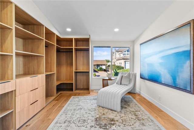 walk in closet featuring light wood-type flooring