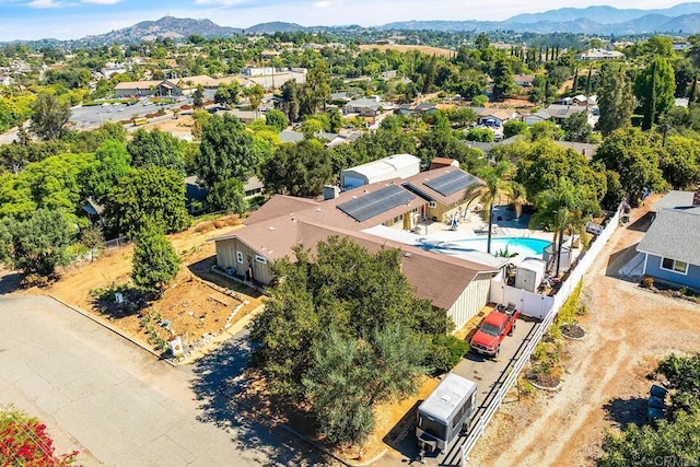 drone / aerial view with a mountain view