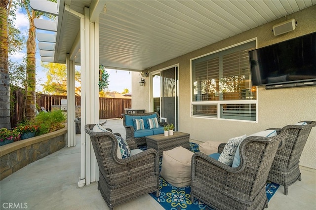 view of patio featuring an outdoor hangout area