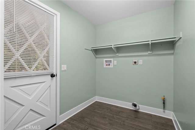 laundry room with washer hookup, dark hardwood / wood-style floors, and hookup for an electric dryer