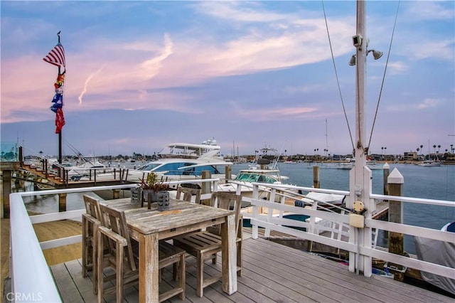 view of dock featuring a water view