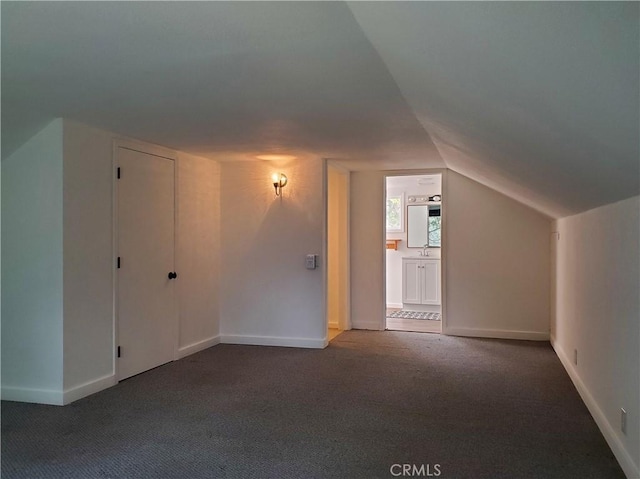 bonus room featuring carpet and lofted ceiling