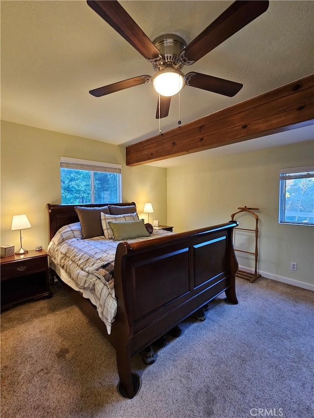 bedroom featuring carpet flooring and ceiling fan