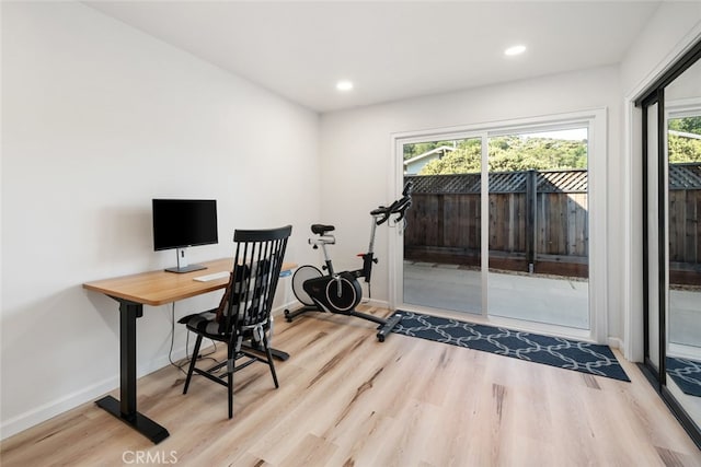 office area featuring light wood-type flooring