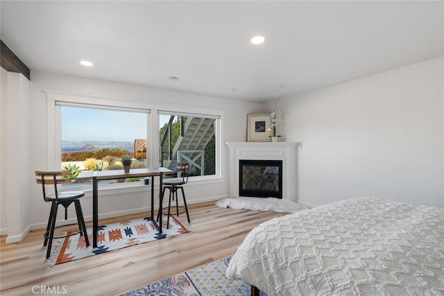 bedroom featuring light hardwood / wood-style floors