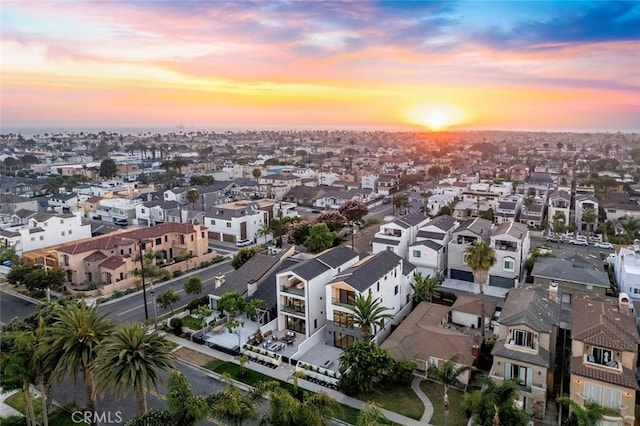 view of aerial view at dusk