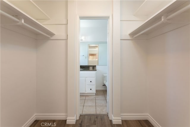 spacious closet featuring wood-type flooring