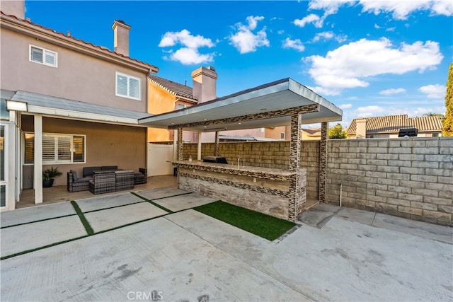 view of patio / terrace featuring area for grilling and an outdoor living space