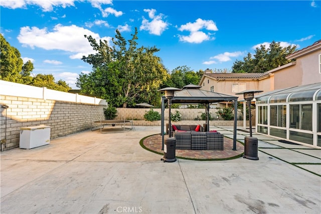 view of patio featuring a gazebo