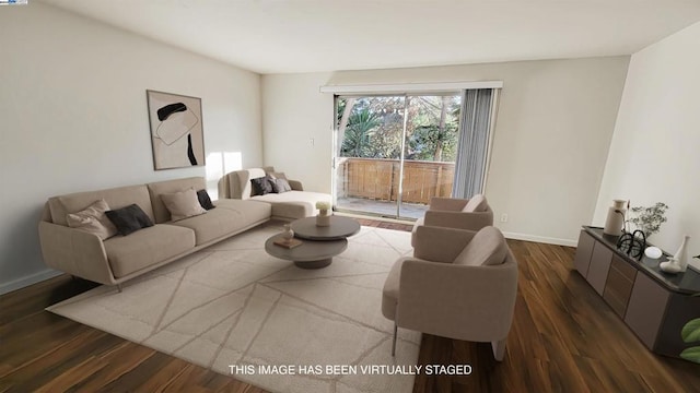 living room featuring dark hardwood / wood-style floors