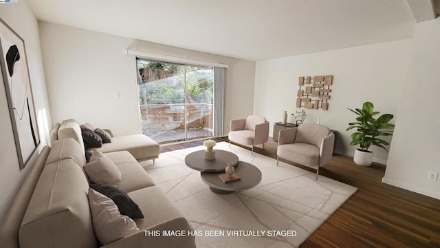 living room with hardwood / wood-style flooring