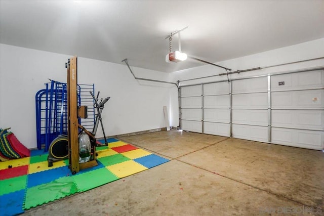 garage with a garage door opener