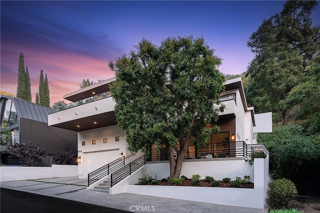 contemporary home featuring a garage