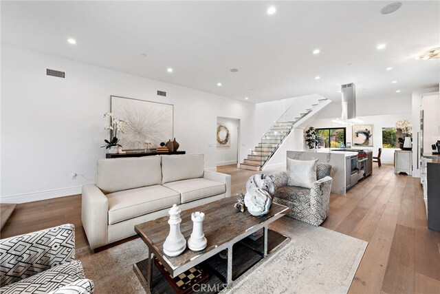 living room featuring light hardwood / wood-style floors