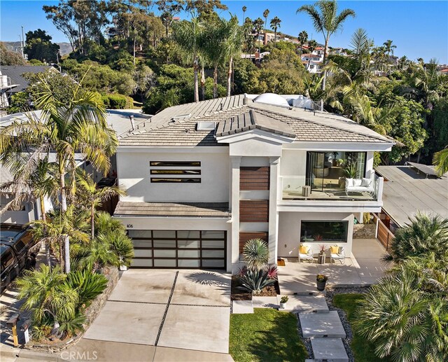 contemporary home with a garage