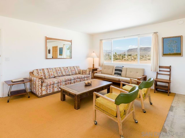 living room with a mountain view