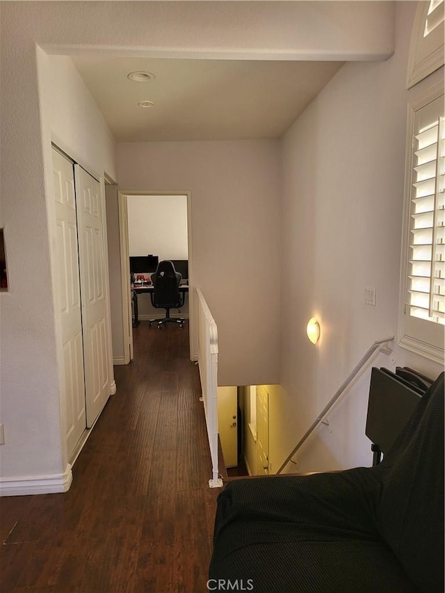 hallway featuring dark hardwood / wood-style floors