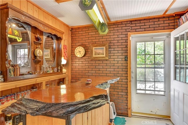 9226 La Porte Rd, Brownsville, CA 95919 - interior space featuring brick wall and a healthy amount of sunlight