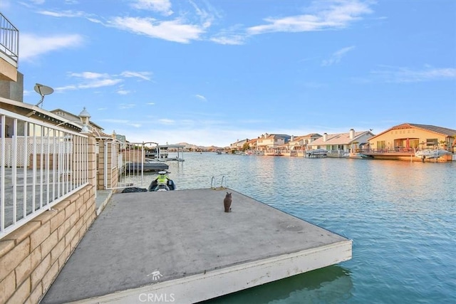 dock area featuring a water view