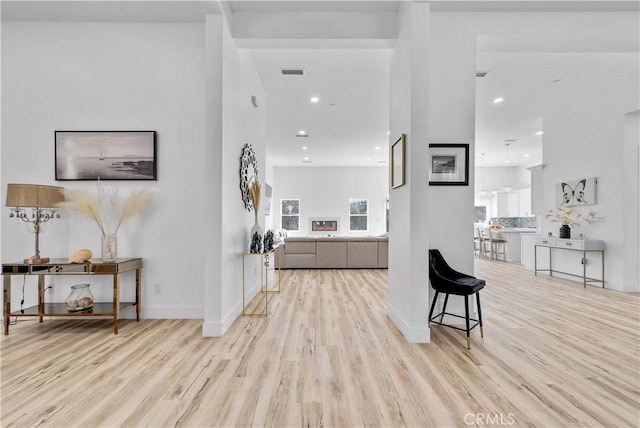 foyer with light hardwood / wood-style floors