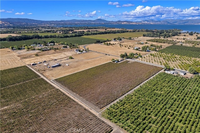 birds eye view of property featuring a rural view and a mountain view