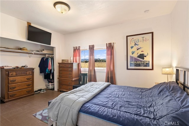 bedroom with a closet and dark hardwood / wood-style flooring