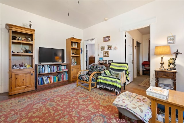 living area featuring wood-type flooring