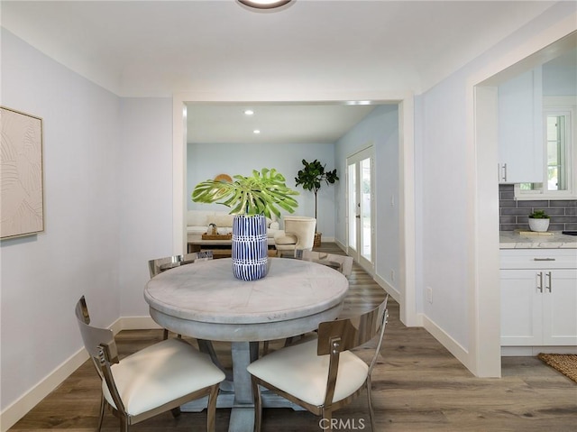 5451 W 117th St, Hawthorne, CA 90304 - dining area with light wood-type flooring, baseboards, recessed lighting, and french doors