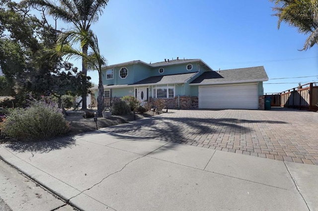 view of front of house with a garage