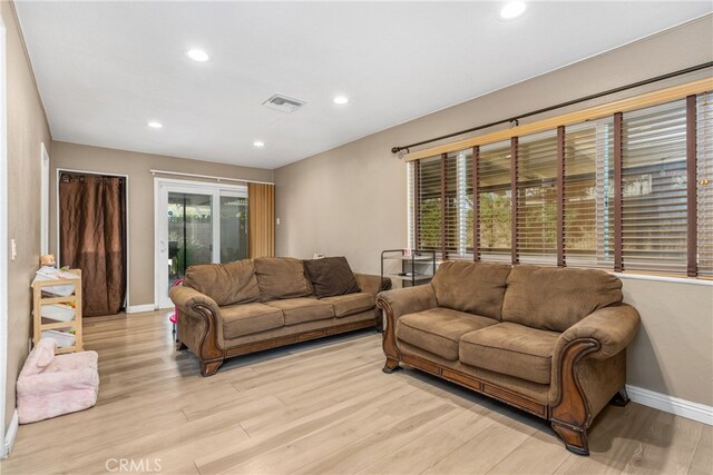 living room featuring light hardwood / wood-style flooring