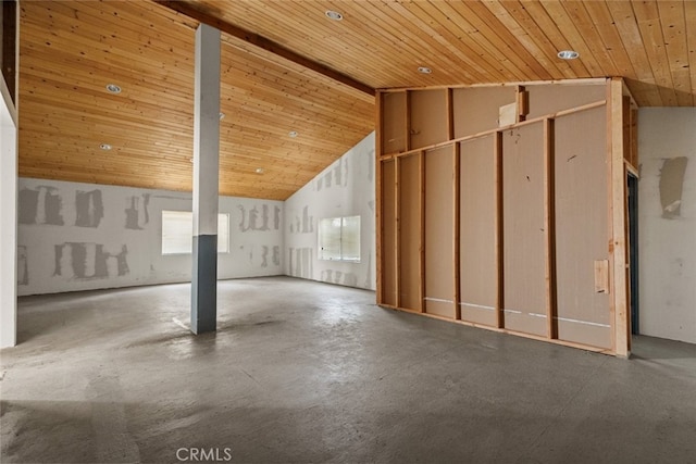 basement featuring wood ceiling