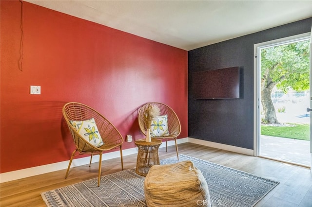 living area featuring wood-type flooring