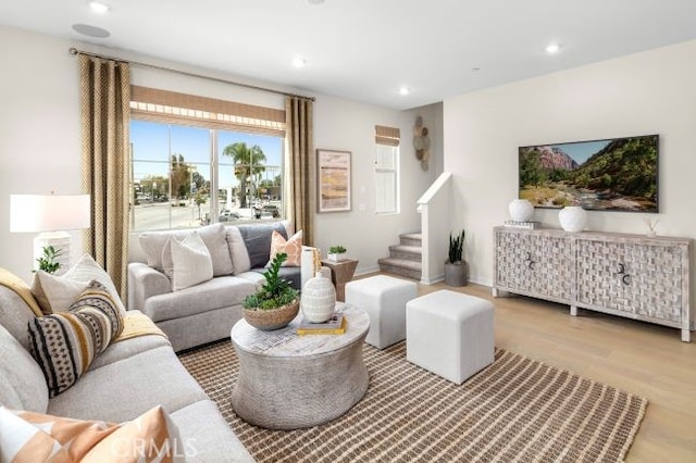 living room featuring light hardwood / wood-style floors