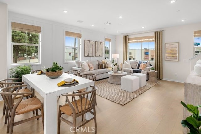 living room with light wood-type flooring