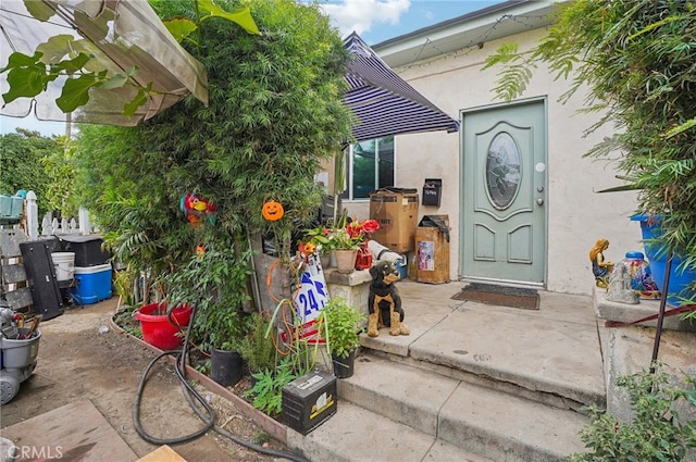 entrance to property featuring a patio