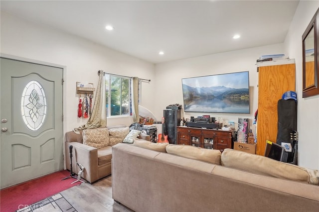 living room featuring light wood-type flooring