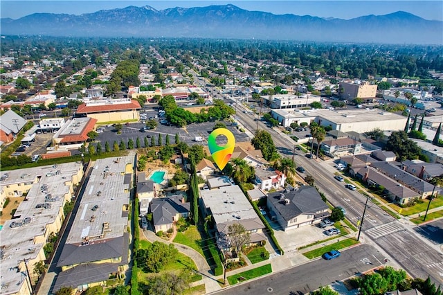 drone / aerial view with a mountain view